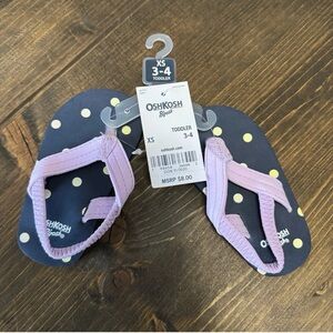 oshkosh b'gosh Toddler XS 3-4 Purple Navy Polka Dot Flip Flops